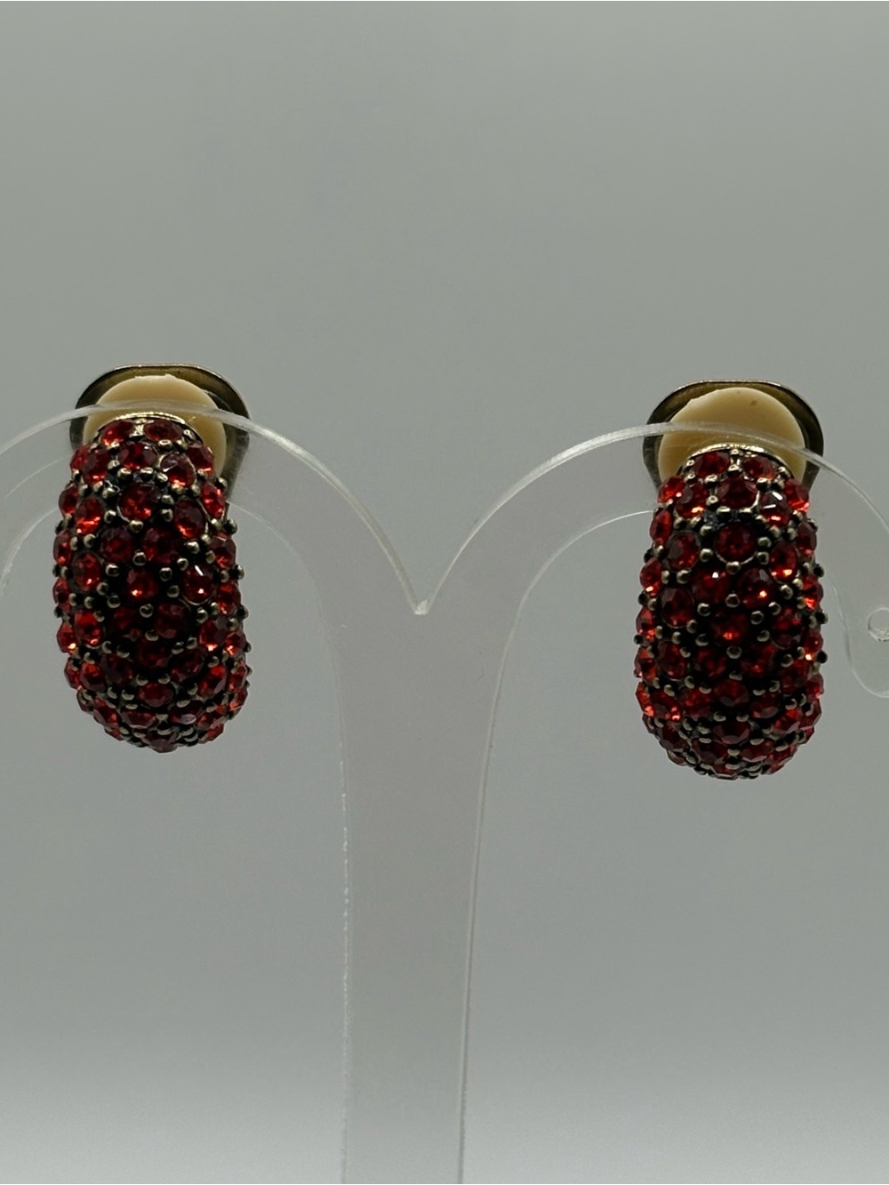 Heidi Daus Red Crystal Pave Huggie Earrings